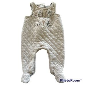 Dylan & Abby - Baby Girl Footed Sleeveless Onesie Cream/White Bunny